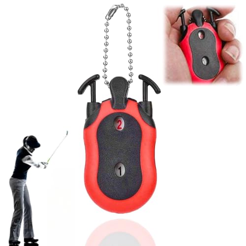 Golf Zähler, Golf Schlagzähler Digital, Golf Score Zähler Stroke Counter, Tragbarer Golf-Punktzähler mit Schlüsselanhänger, 4x1,5x7 cm, 2-Stellige Zählung, für Training, Praxis und Wettbewerbe(Rot)