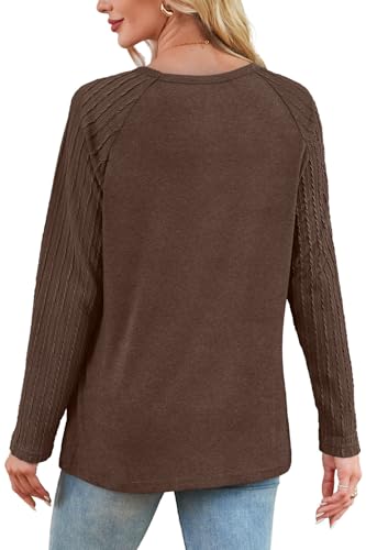 Image of OFEEFAN Long Sleeve Shirts for Womens Fall Fashion 2026 Crewneck Oversized Sweatshirt Tunic Tops to Wear with Leggings