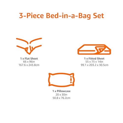 Image of Amazon Basics Lightweight Microfiber 3-Piece Bed Sheet Set, Twin XL, Plum, Printed