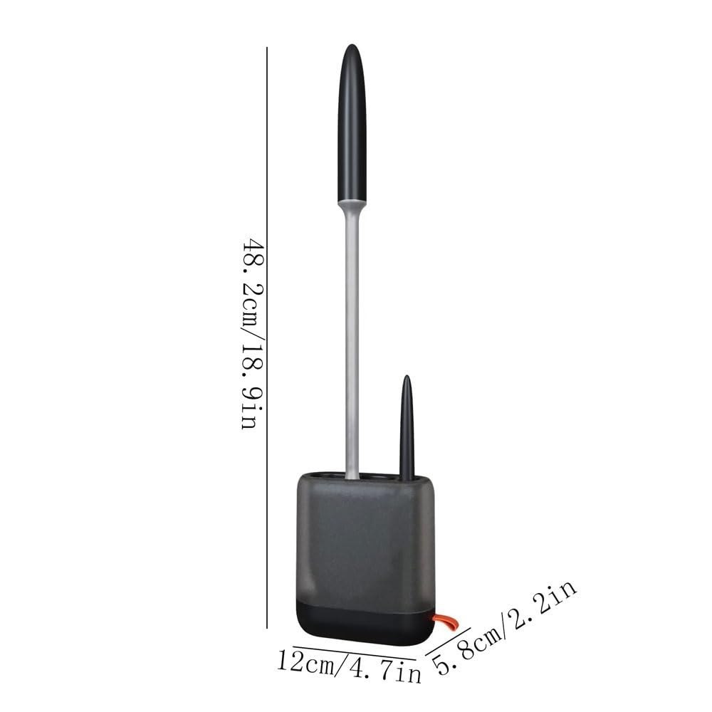 Cepillo para Inodoro Cepillo de baño Mango Largo for Montar en la Pared con Base Drenaje(Negro)