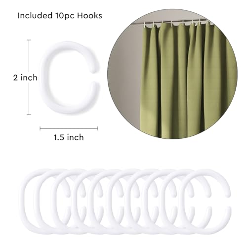 Image of Encasa XO Waterproof Shower Curtain for Bathroom 8 x 6 feet(183x244 cm), Anti-Fungal Polyester Washroom Curtain with 12 Hooks, Wet & Dry Partition Toilet Curtains ZZ Sage