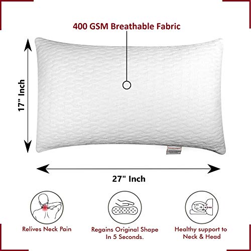 Image of 2 Pieces 400 GSM Breathable Fabric Soft Fluffy Sleeping Pillows (17 inch x 27 inch, 43.18 cm x 68.58 cm, White)