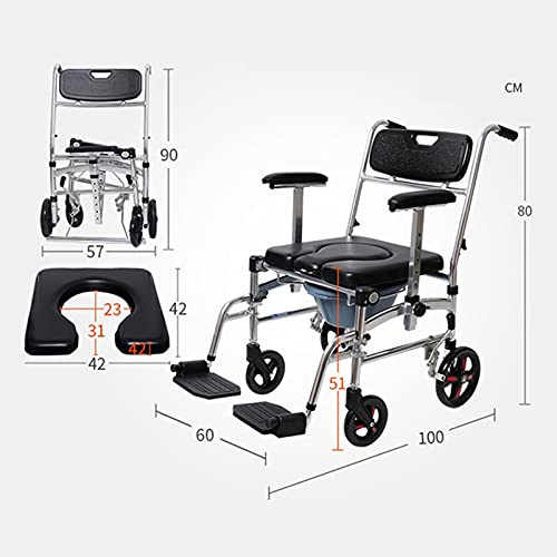 Regulowany fotel prysznicowy Commode z oparciem PU i zdejmowanym pedałem dla osób starszych i niepełnosprawnych, nośność 150 kg