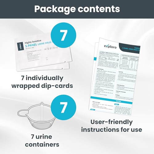 Exploro [7 Pack] 5 panel drug test, Multi drug test kit, at home drug test kit for all drugs, home drug testing kits for Amphetamine Oxazepam Cocaine Morphine Cannabinoids, urine drug test for 5 drugs - Thumbnail 5