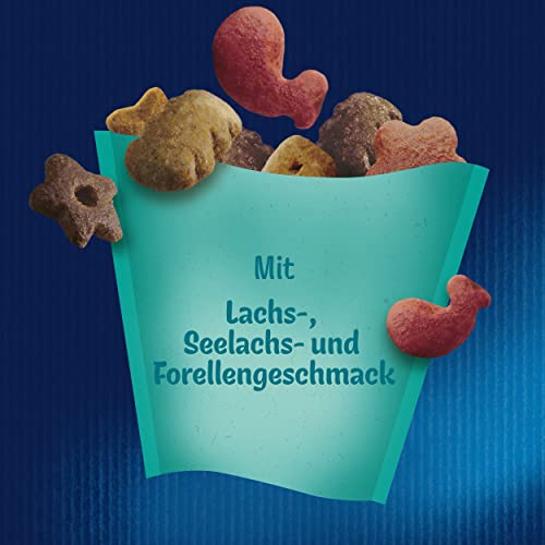 Felix KnabberMix Strandspaß Katzensnack, Knusper-Leckerlie mit Fisch-Geschmack, 8er Pack (8 x 60g)