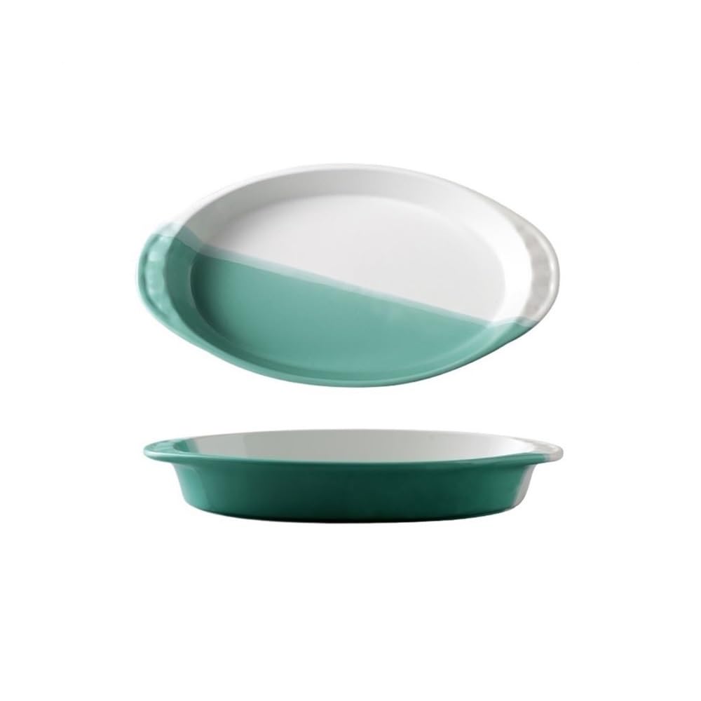 Naczynie Zapiekane Kreatywne naczynie do pieczenia, ceramiczny talerz do zapiekania sera i ryżu, mikrofalówka, naczynia do gotowania warzyw, naczynia domowe, miska(Green,S)