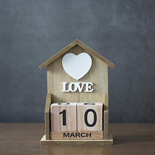 THREE Calendario perpetuo in Legno Decorativo Home Decorazioni per la casa Modello in Legno Block Calendario Figurine Agenda Fai da Te Agenda Organizzatore, Natura