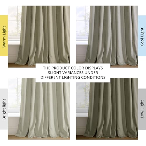 HPD Half Price Drapes Signature Velvet Thermal Blackout Curtains for Living Room 84 Inch Long (1 Panel) Rod Pocket Insulated Blackout Curtains for Bedroom Window Curtains, 50W x 84L, Cool Beige