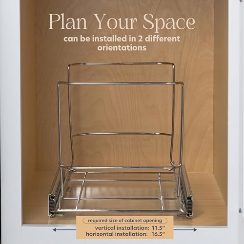 Image of HOLDN' STORAGE Pull Out Trash Can Under Cabinet, 7 Gallons Trash Can Included - Heavy Duty, Lifetime Limited Warranty - Install Length or Widthwise - 11.5 inch W Cabinet Opening Required - Chrome Finish