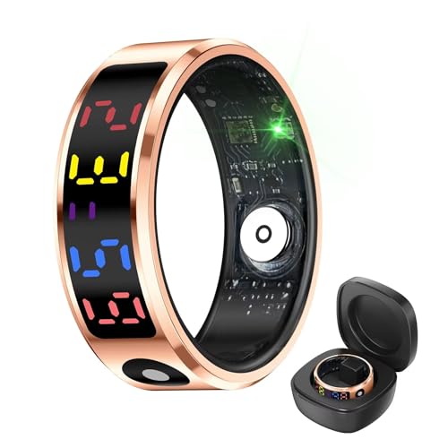 Piluyaa R12 Smart Ring with Heart Rate, Blood Oxygen, NO Subscription Fee Sleep Tracking | 5ATM Waterproof | 5-Day Battery | Gesture Control for TikTok & Camera | iOS & Android Compatible-Gold 10#
