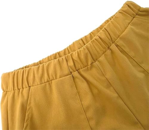 Womens Corduroy Elastic Waist Jeans, Solid Color Casual Loose Petite Chic Women's Hiking Fit Joggers Pants with Pockets4