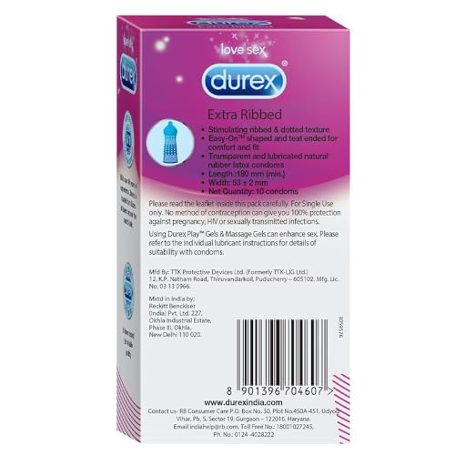 Image of Durex Extra Ribbed - Pack of 10 Condoms