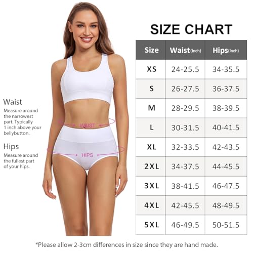 wirarpa Damen Unterhosen Baumwolle Slips Damen Unterwäsche Hohe Taille Taillenslip Weich Frauen 5er Pack Reines Weiß XS 5