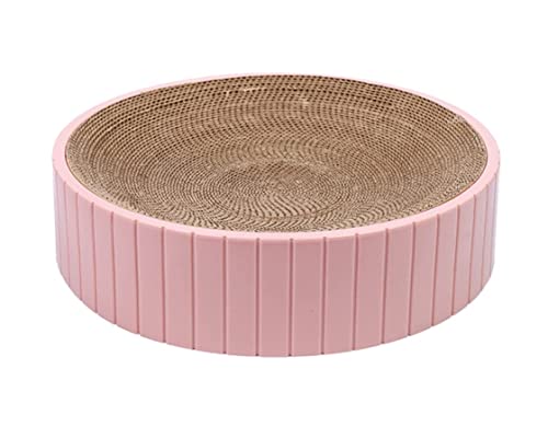 Arbre à chat en carton avec herbe à chat griffoir rose pour chaton