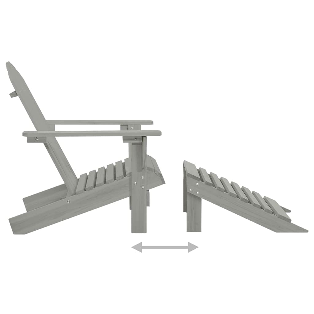vidaXL Silla de Jardín con Otomana de Madera Mobiliario Exterior Terraza Muebles de Exteriores Jardín Patio Resistente a la Intemperie Resistente Gris