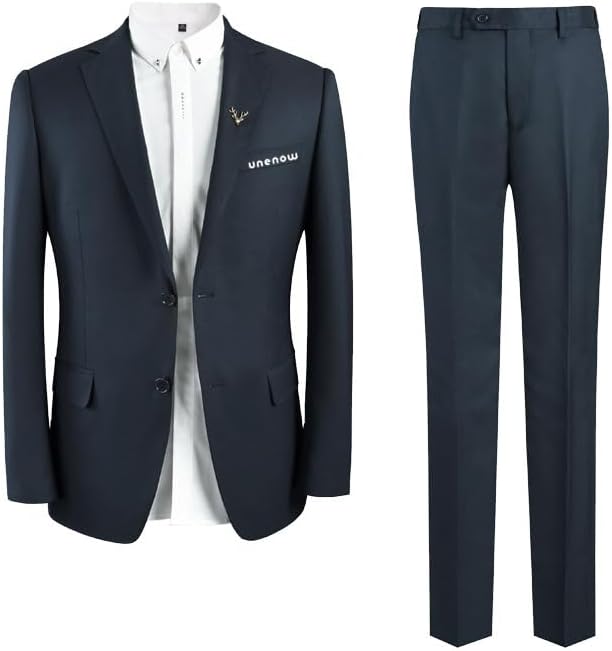 unenowMen's Suit, Business Shirt Blazer Pants Tuxedos Navy