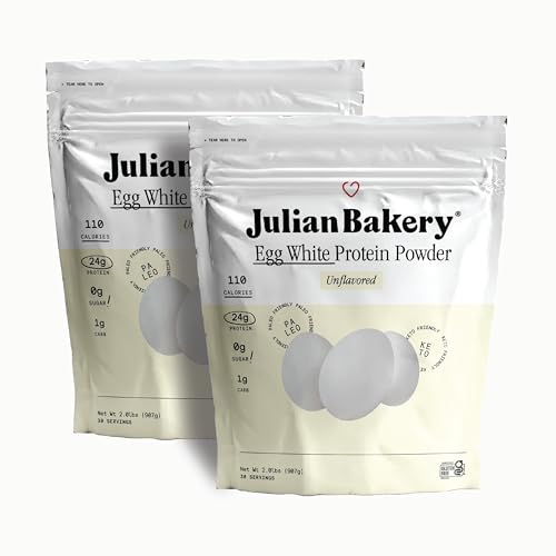 Julian Bakery Paleo Thin Protein Powder | Egg White | Unflavored | 25g Protein | Soy-Free | GMO-Free | 4 LBS | 60 Servings | 2 Pack