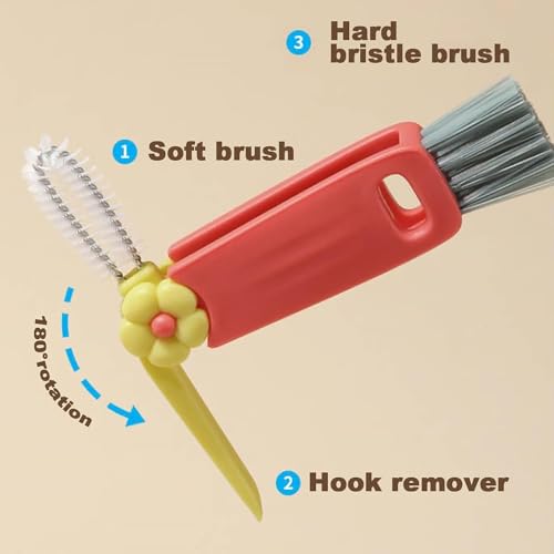 Image of 3 in 1 Cup Lid Cleaning Brush, 2025 New Multifunctional Water Bottle Cleaner Brush Set for Bottle Gap Tight Spaces Cup, Portable Cup Lid Gap Cleaner, Home Kitchen Crevice Brush Tools