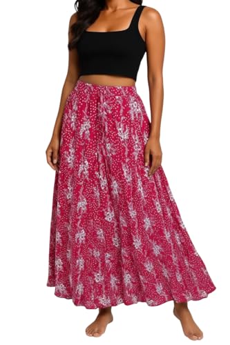 Image of Premium Long Skirt | Stylish Long Crushed Cotton & Unique Prints | Floor Length Skirt for Women | Elastic Waist Premium Maxi Skirt - Comfortable Casual Wear