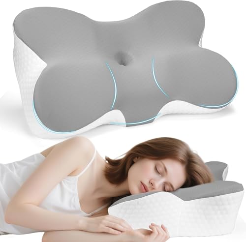 Image of GOXIFACA Memory Foam Orthopedic Pillow - Ergonomic Cervical Support for Shoulder Pain Relief, Head & Neck Alignment, Side/Back/Stomach Sleeper Friendly, Removable Washable Cover