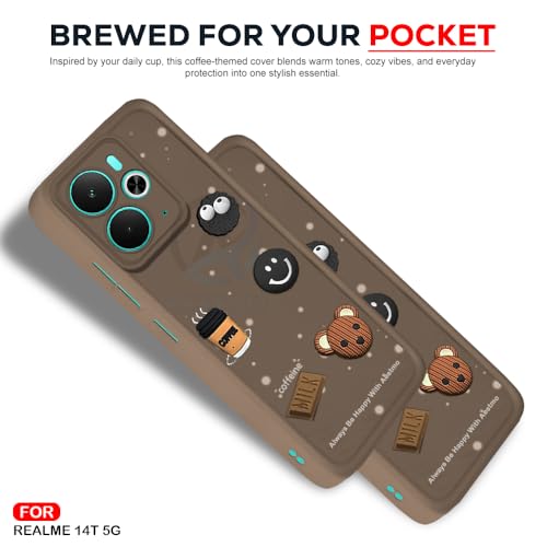 Image of AESTMO Back Case Cover for Realme 14T 5G Cover | Cute Fun Cartoon 3D Ball | Coffee Silicone Case | Full Body Protection | Camera Protection Back Cover for Realme 14T 5G (Brown)