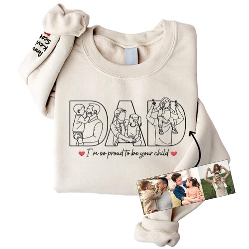 Custom Embroidered Sweatshirt for Dad, Husband or Grandpa, Personalized Photo or Text