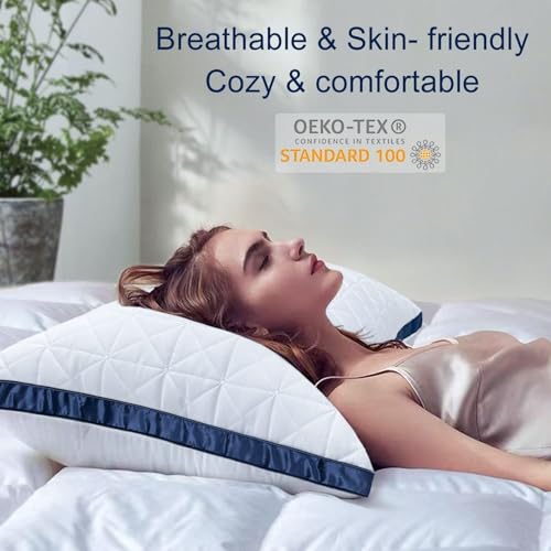 Slybear Kissen Kopfkissen 80x80 cm 2er Set,2X orthopädisches Seitenschläferkissen Nackenkissen mit Premium Mikrofaser Füllung, atmungsaktives Sitzkissen Sofakissen Schlafkissen weich & stützend