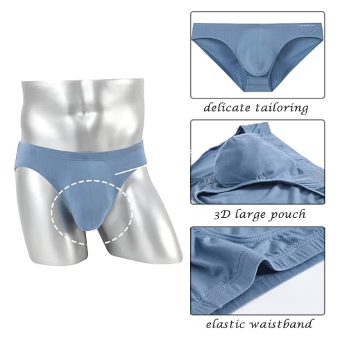 JINSHI Men's Solid and Colorblock Bamboo Viscose Low Rise Briefs - Breathable Comfort Soft Underwear with Contour Pouch Pack2