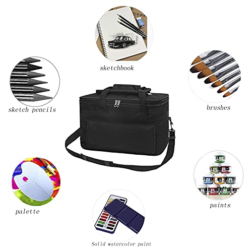 Image of Large Capacity Art Supply Storage Bag with Straps, Waterproof Art Craft Drawing Supplies Storage Tote Bag Portable Travel Craft Bag, Handle Carrier Bag for Craft Tool Supplies Storage Organization