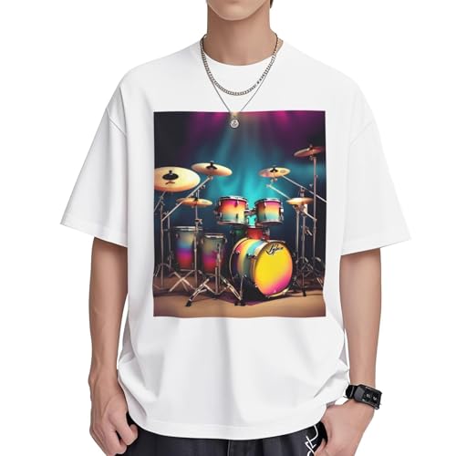 T-shirt tambours femme en coton imprimé tunique décontractée à col rond