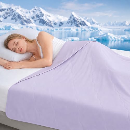 Yanghad Manta Refrescante 150x200 cm, Manta Ligera de Fibra Refrescante Q-MAX 0,4, Manta de Enfriamiento Verano Doble Cara, Ligera Transpirable Antialérgica, Manta Sofá Verano (Morado)