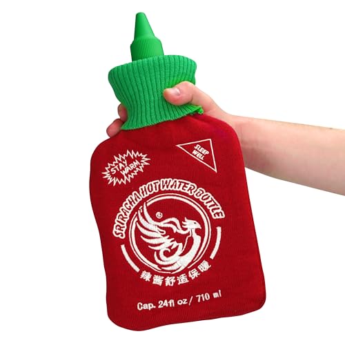 Bubblegum Stuff - Hot Sauce Hot Water Bottle – Comfort Cozies Knitted Sriracha Cover – 710 ml – Spicy-Inspired Winter Warmth for Cold Nights, Relaxation & Pain Relief – Gift for Foodies & Chili Lovers