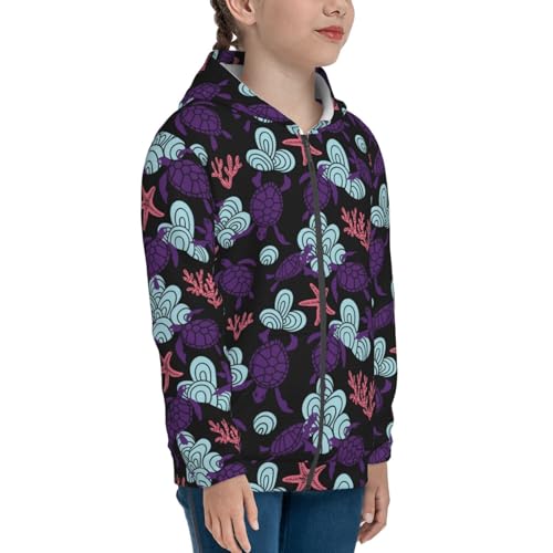 Ornamental Turtles Kid Hoodies Boys Zip Up Sweatshirts Girls Pullover with Pocket4
