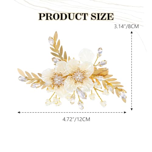 Pinza para cabello dorada con flores y cristales miniatura 3