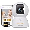 3K Pet/Dog Camera Indoor w/Phone App, No Monthly Fee 64GB Local Storage & AI Tracking Face ID, 2.4/5GHz WiFi Cameras for Home Security Baby Monitor, Pan/Tilt, 2-Way Talk