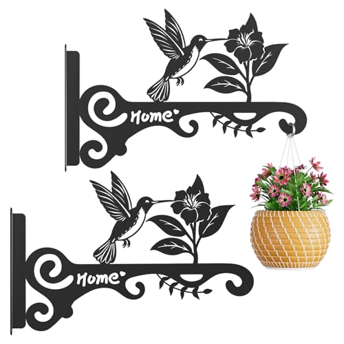 10 Inch Metal Plant Hooks (2-Pack) - Decorative Wall Hangers with Bird Design for Indoor & Outdoor Use - Hanging Brackets for Plants, Flower Baskets, Bird Feeders, Lanterns - Patio, Garden, Home Decor