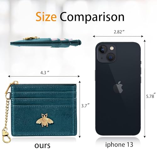 Image of SEAVILIA Card Holder Keychain Wallet for Women with ID Window RFID Coin Purse Bee Gifts Slim Minimalist Small Wallet