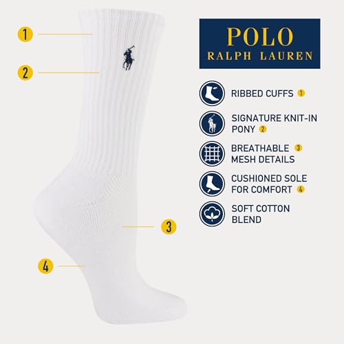 POLO RALPH LAUREN Women's Cushion Foot Mesh Top Cotton Quarter 3 Pack4