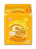 Cheesy Ramen - Cheddar Soup Ramen | Mild Kick, Creamy & Savory Korean Noodles | 3.92 oz (Pack of 4)