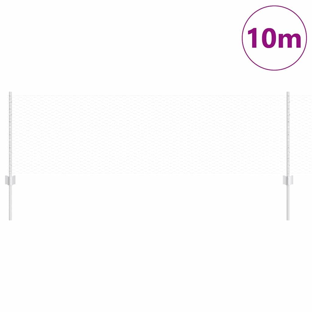 Recinzione da giardino con pali, 10 x 0,6 m, recinzione esagonale in acciaio zincato a caldo, stabile recinzione da giardino per esterni, colore argento