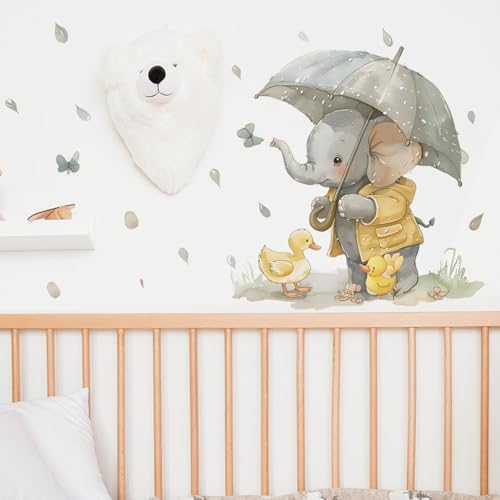 Vinilo decorativo elefante y patitos acuarela para niños miniatura 5