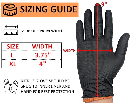 Guantes desechables negros texturizados y forros térmicos para barbacoa 7
