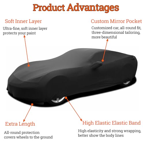Image of Indoor Car Cover Custom Fit for Corvette C4 Luxurious Soft Stretch Satin Car Cover Breathable Dust-Proof for Underground Garage, Car Show