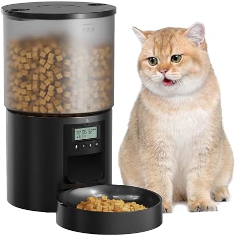Automatic Cat Feeder Food Dispenser: 4L Timed Small Dog Dry Food Dispenser with 10s Voice - Distributeur Nourriture Chat Hund Programmable - Auto Pet Feeder with 1-6 Meals Per Day