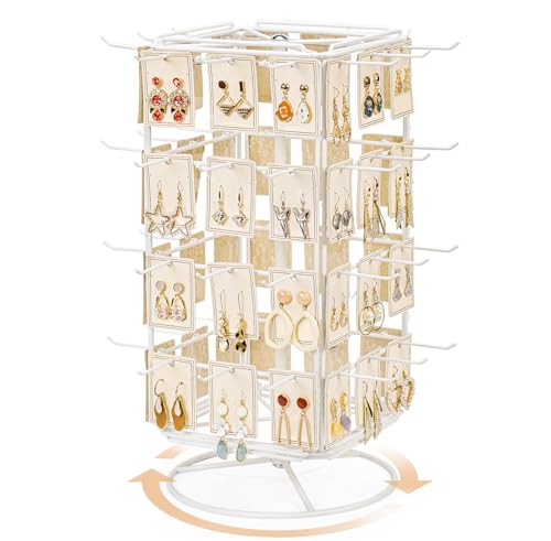 Image of 360 Rotating Earring Display Stands for Selling, 4 Tier Metal Earring Rack Holder Stand, Jewelry Display for Selling Earring Cards, Bracelets, Necklaces, KeyChains, Hair Accessories (48 Hooks)