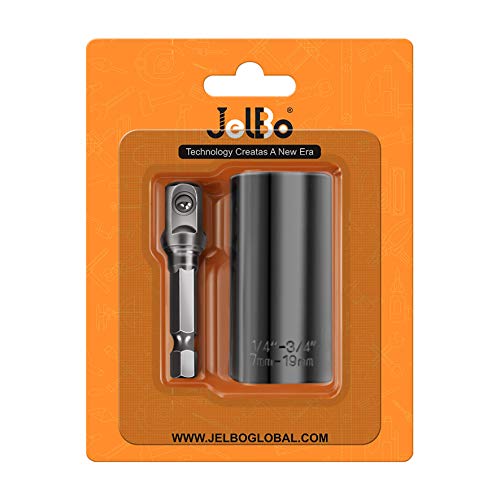 JelBo Universal Socket Wrench Set, Adjustable Socket Tool Set, Universal Gripper Wrench Tool with Power Drill Adapter, Match with Wrench