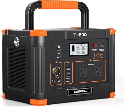 Tragbare Powerstation 500W (Spitze 1000W), 519Wh Solargenerator für den Außenbereich Backup...