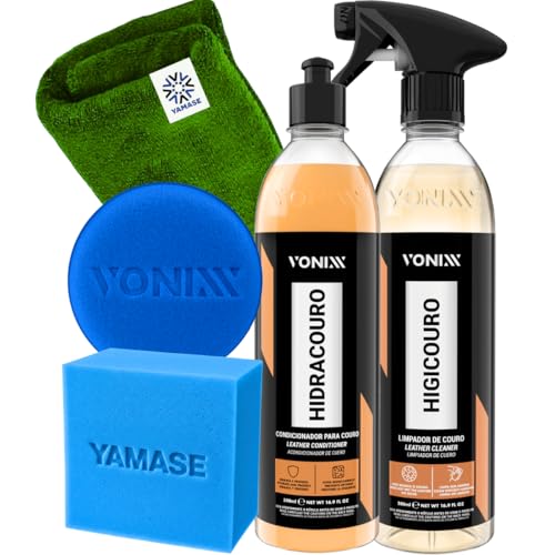 Kit Limpeza e Hidratação de Couro, Bancos, Sofás, Bolsas e jaquetas de Couro. Vonixx Hidracouro e Higicouro