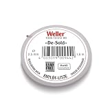 Weller T0051301299N Entlötlitze | 1,6 m Spule | Breite 2,5 mm | Flussmittelgetränktes Kupfergeflecht | Schnelles & Sauberes Entfernen von Lötzinn | Für Elektronik & Leiterplattenreparatur