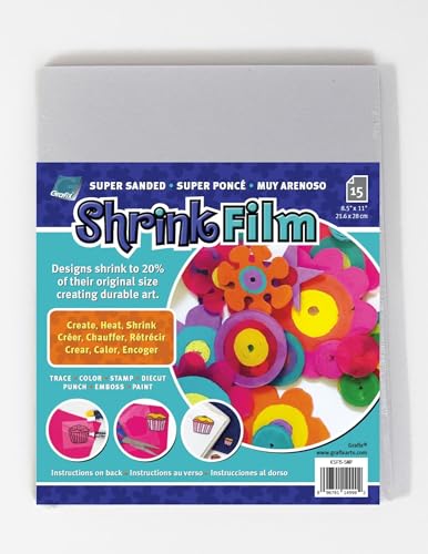 Image of Grafix Shrink Film, Sanded Translucent, 8.5 x 11 in, Pack of 15